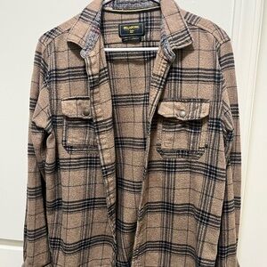 Billabong Men's Tan and Black Checkered Shirt Jacket
